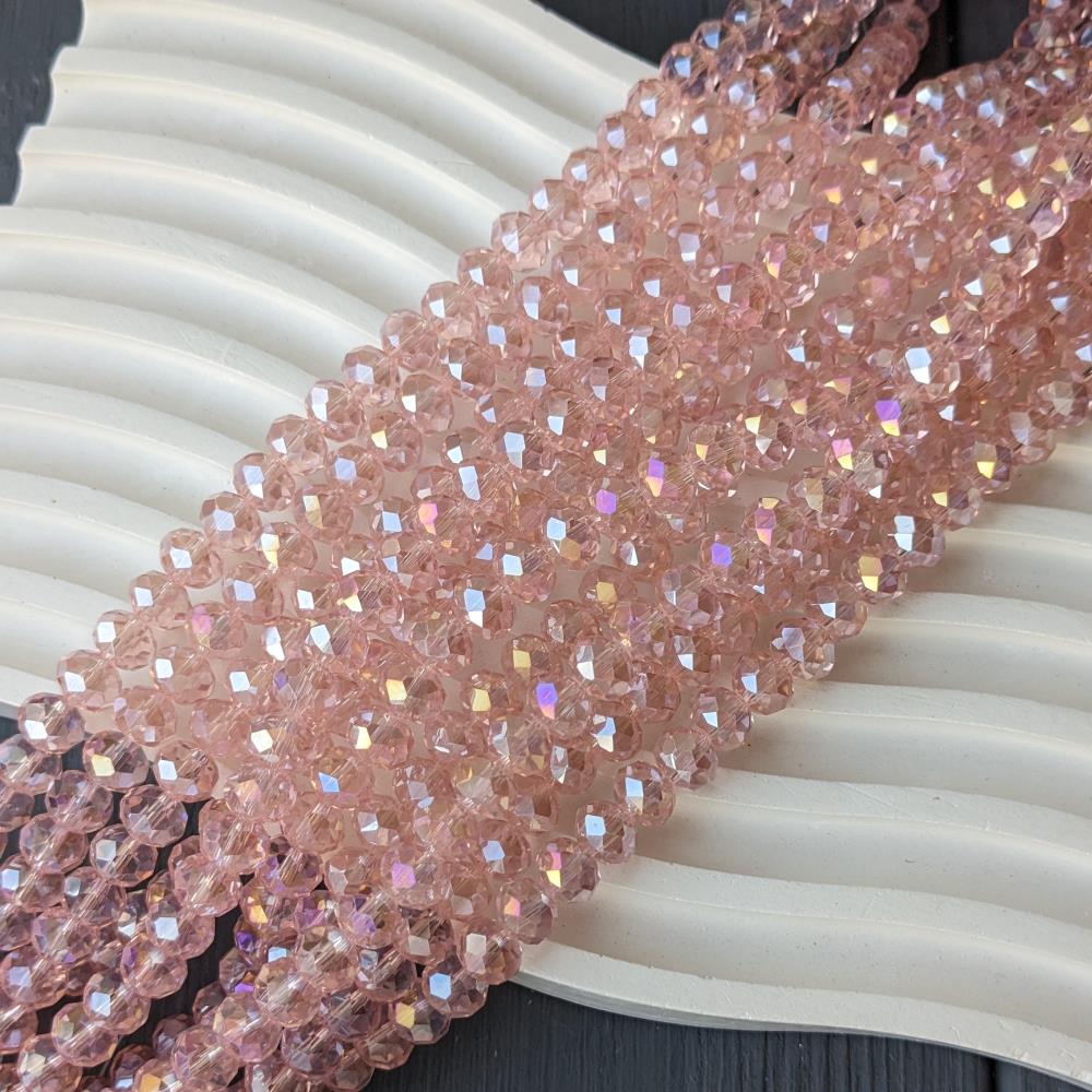 Rondel Crystal Pink Transparent AB 8mm