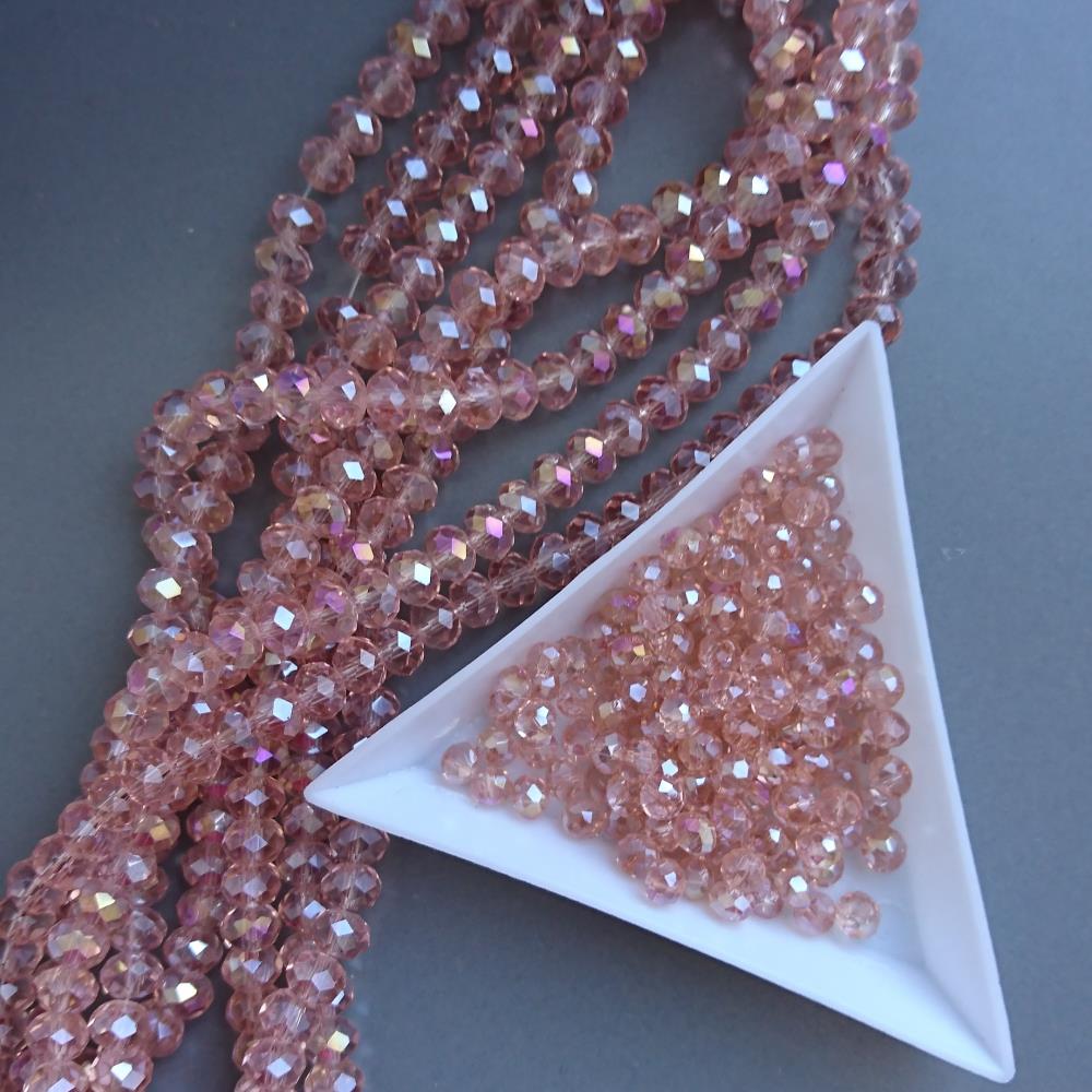 Rondel krištáľová broskyňa AB 6 mm, 90 ks.