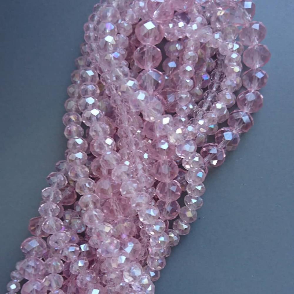 Rondel Crystal Pink Transparent AB 6mm