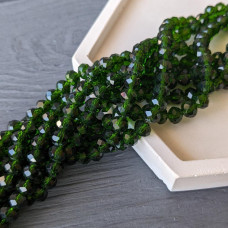 Kryštál Rondel, tmavozelený, priehľadný, 6 mm