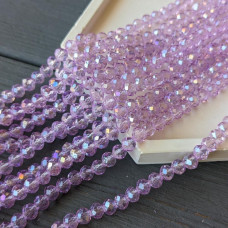 Crystal Rondel lila priehľadná AB 6 mm.