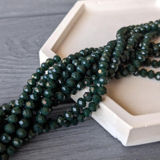 Kryštál Rondel, tmavozelený matný, 4 mm