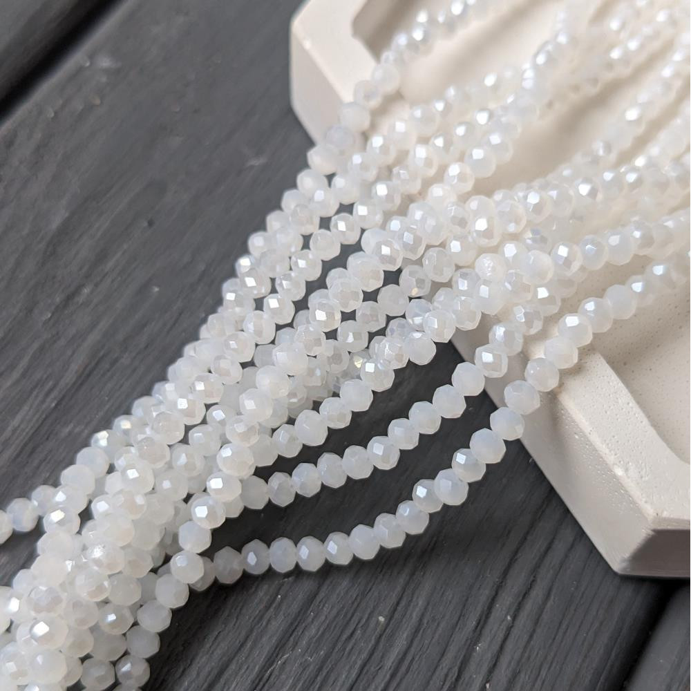 Rondel Crystal White Translucent AB 2,5 mm, 160 ks.