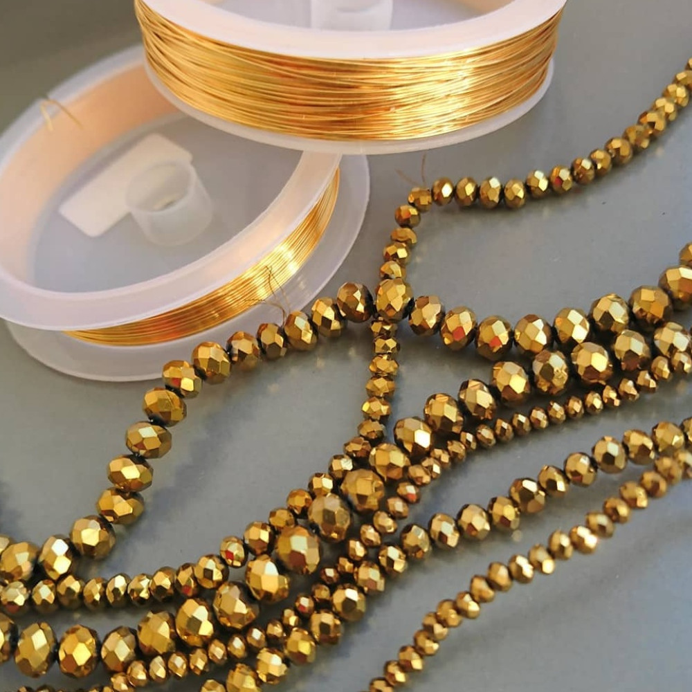 Rondel kryštál zlatý 4 mm 110 ks