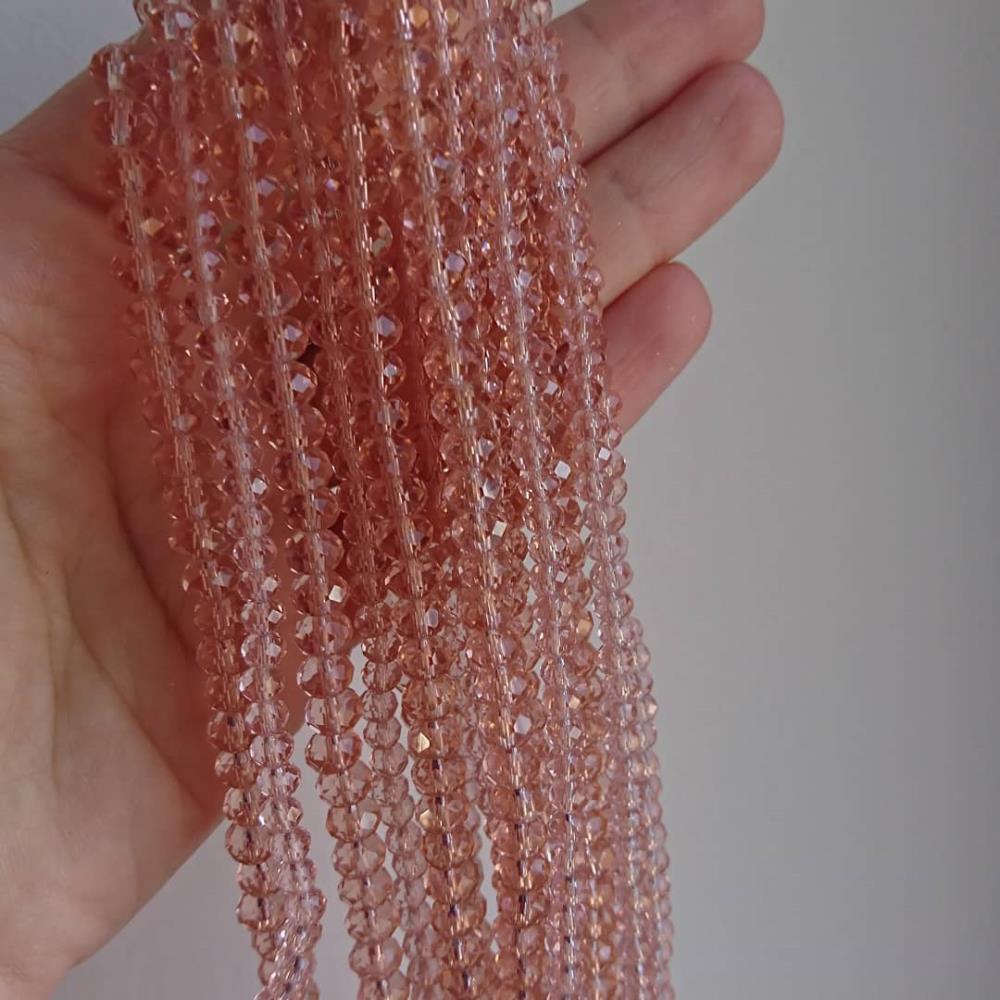 Rondel krištáľová broskyňa 6 mm, 95 ks.