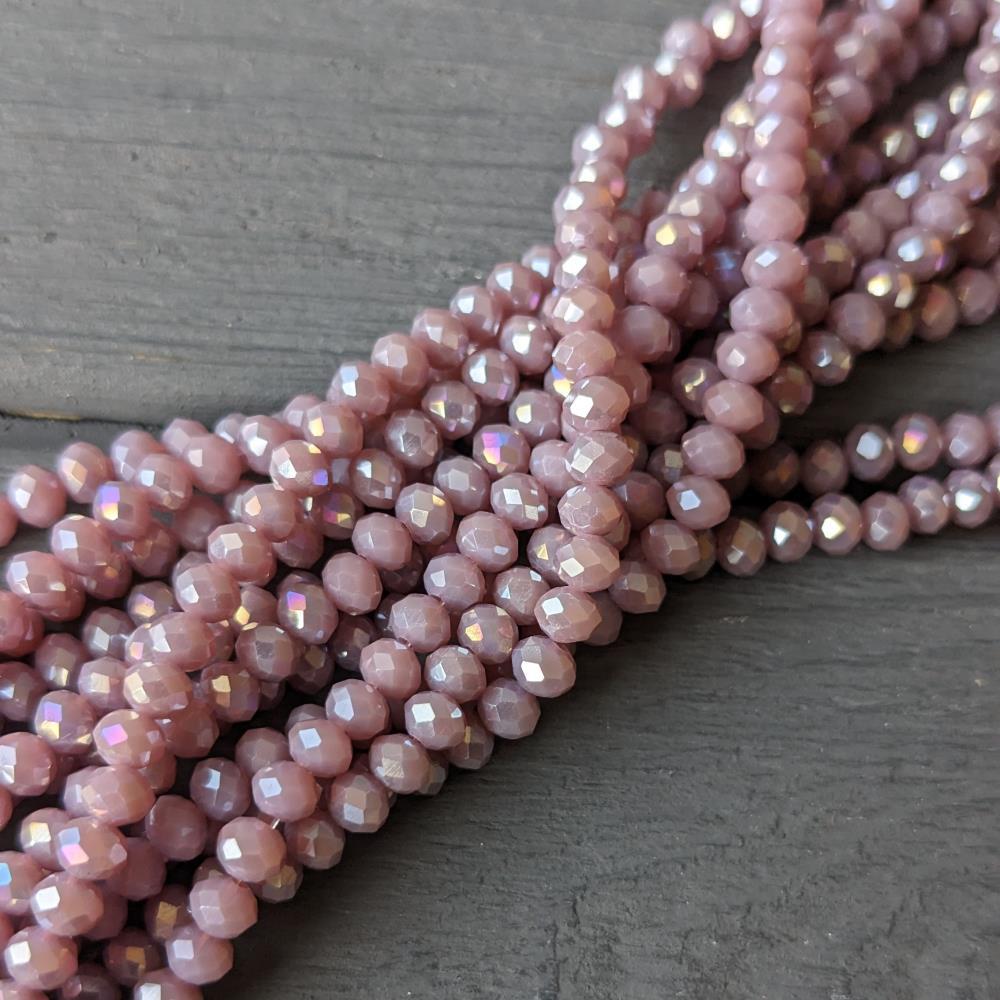 Levanduľový Rondel Crystal AB 4 mm