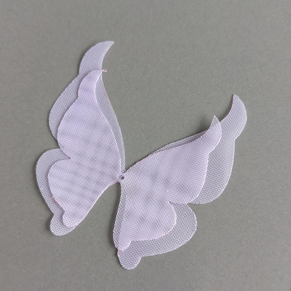 Fialový čipkovaný šifónový motýlik, 5*5,5 cm