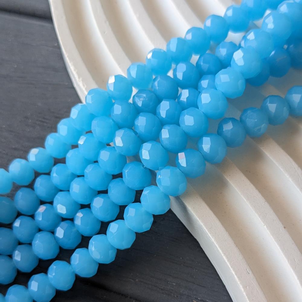 Krištáľový rondel modrý priesvitný 8 mm