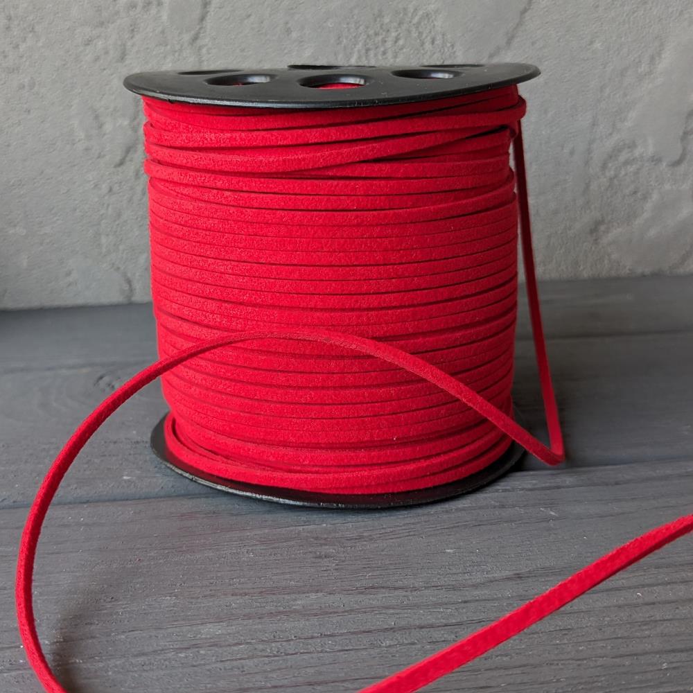 3mm červená semišová čipka