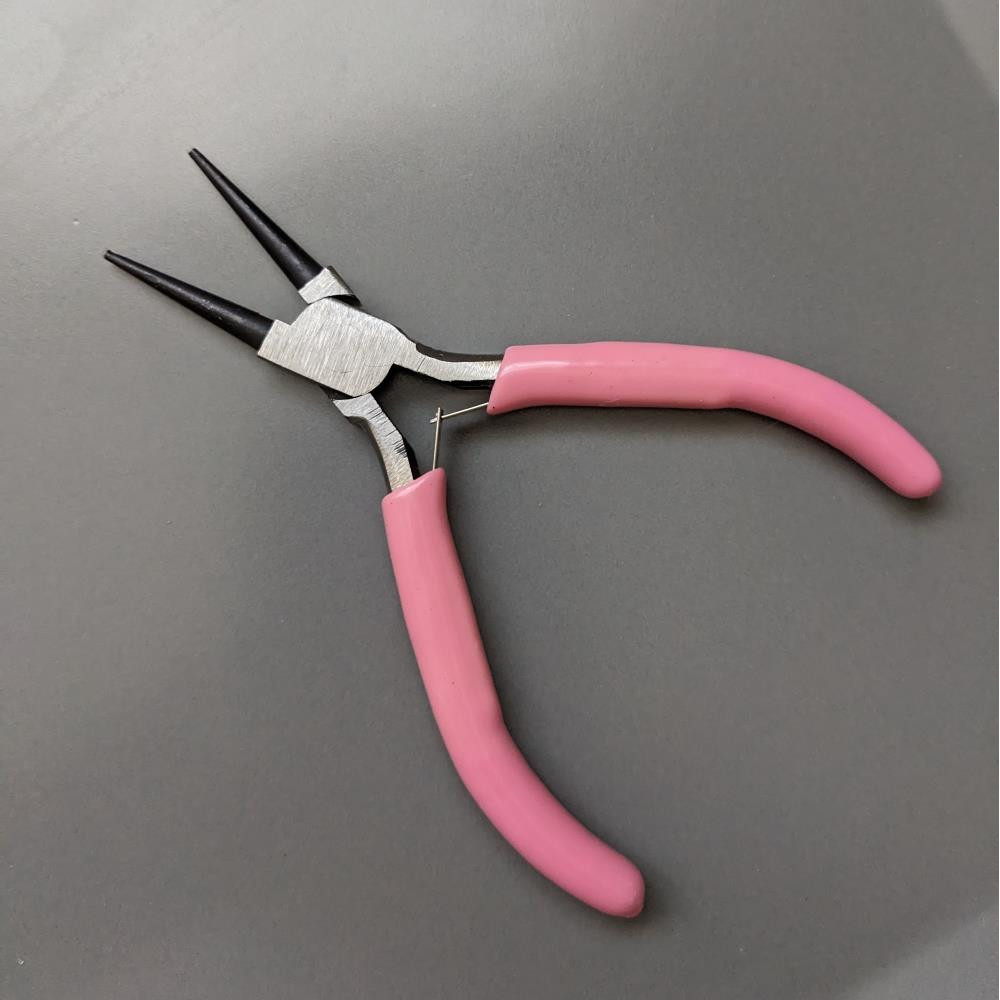 Kliešte s okrúhlymi čeľusťami s tenkými rukoväťami, ružové, 13 cm