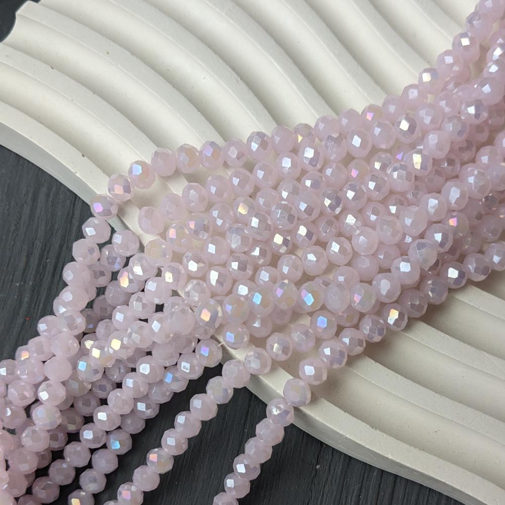 Rondel Crystal Pink Matte AB 6mm