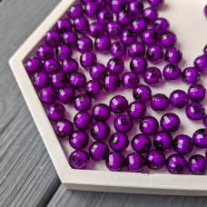 8 mm priehľadné fialové korálky s bielym stredom, akrylové, 500 gramov