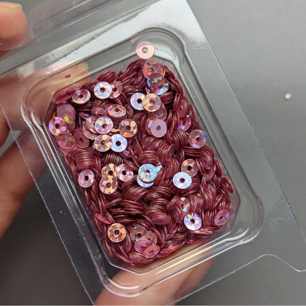 4 mm ružové holografické flitre, 5 gramov