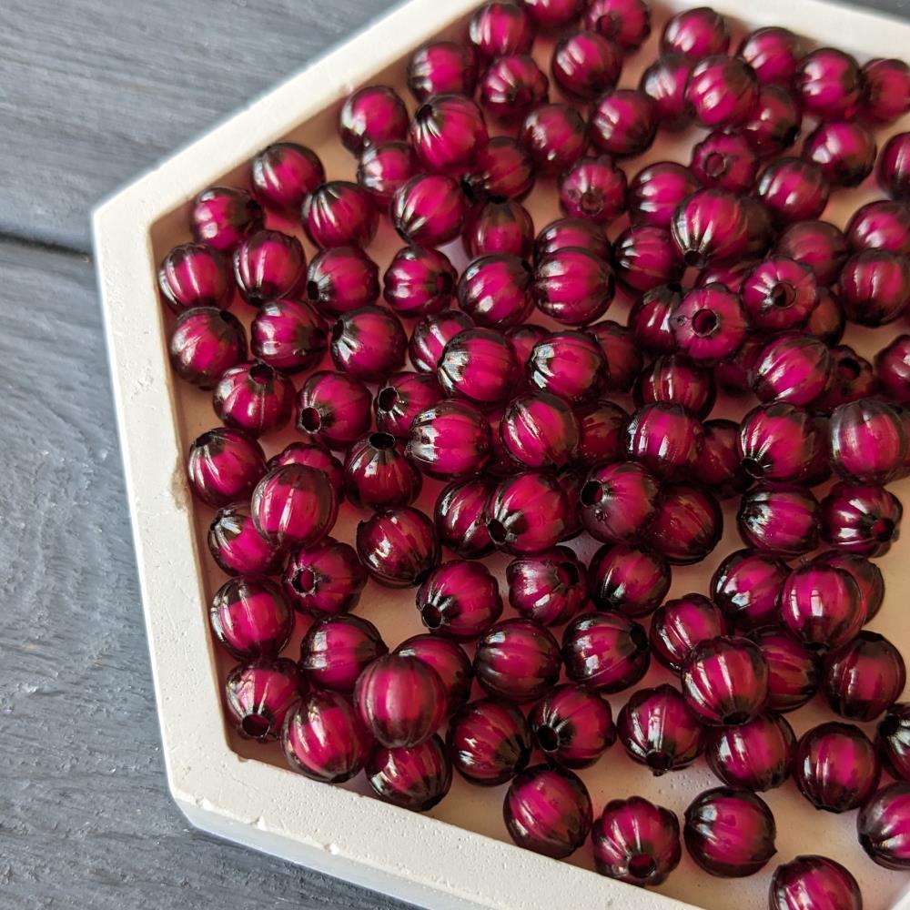 Okrъhle korбlky "melуn" 8 mm granбtovй s bielym stredom, akrylovй, 500 gramov