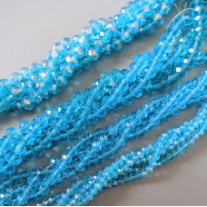 Krištáľový rondel modrý, jasne priehľadný 6 mm, 80 ks.