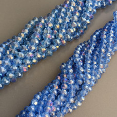 Krištáľ Rondel, svetlomodrý, priehľadný, AB, 6 mm, 90 ks.