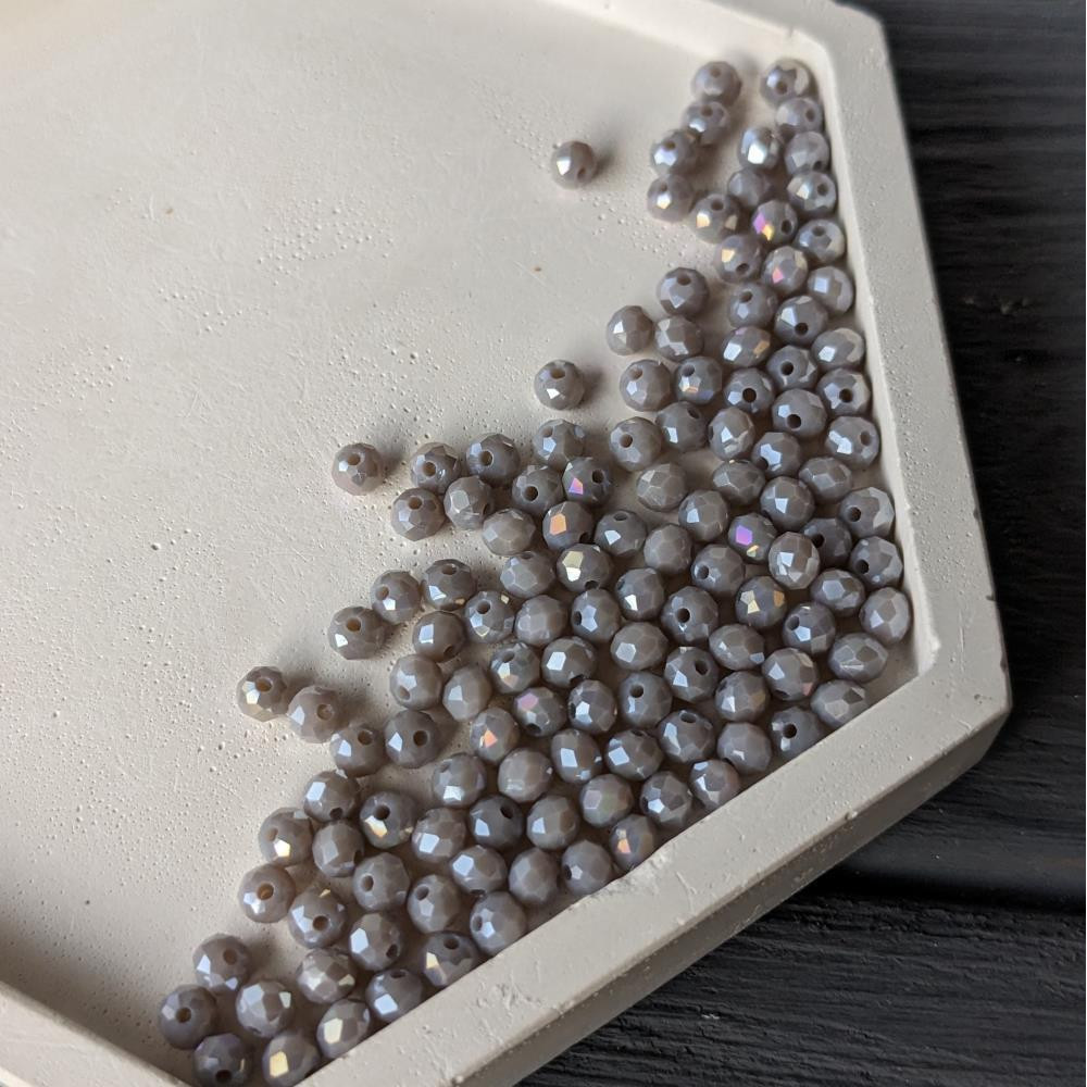 Kryštál Rondel, tmavosivý matný, AB, 4 mm