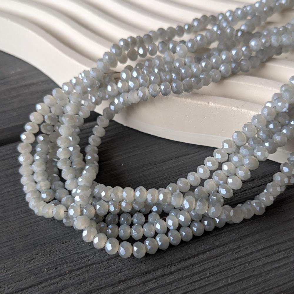 Krištáľový rondel sivomodrý priesvitný 4 mm