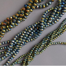 Rondel Crystal Green Metallic 4mm