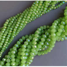 Kryštál Rondel, svetlozelený, matný, AB, 4 mm
