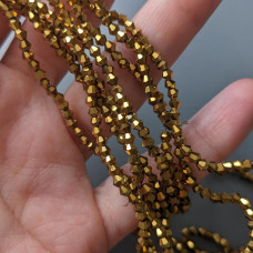 2mm zlatá korálka s dvojitým kužeľom, 170 korálok