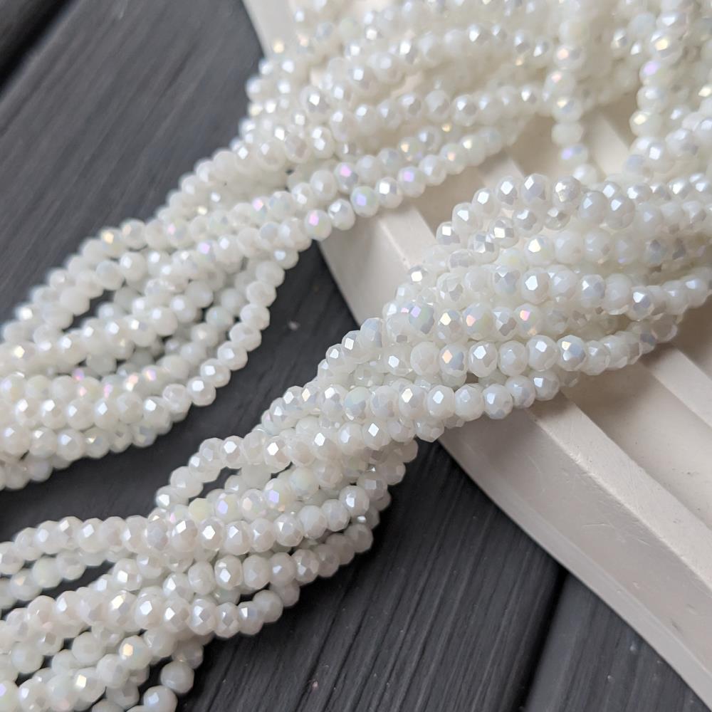 Rondel Crystal White 2,5 mm AB, 160 ks