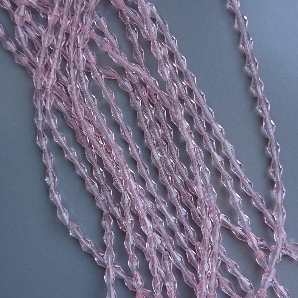 bicone 4*8 ružové priehľadné 68 ks