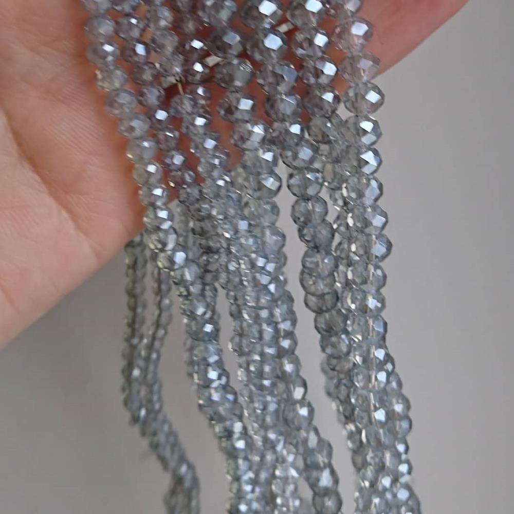 Krištáľový rondel, šedomodrý priehľadný, 6 mm