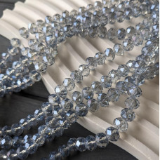 Krištáľový rondel tmavošedo-modrý priehľadný 8 mm 60 ks