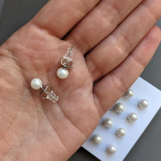 Perlové náušnice Xuping, ródiované, 6 mm