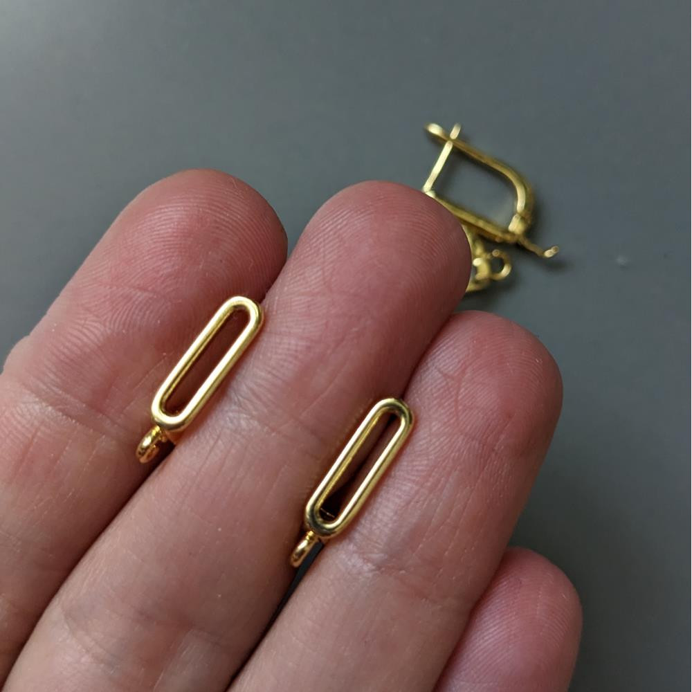 Náušnice z medovej zliatiny, oválne, 4*16 mm, citrónovo zlato