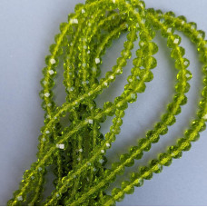 Kryštál Rondel, svetlozelený, priehľadný, 6 mm.