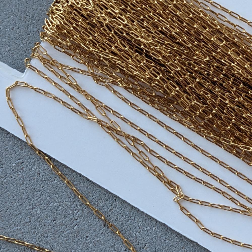 Zlatá retiazka z nehrdzavejúcej ocele, obdĺžnik, 1 x 2 mm