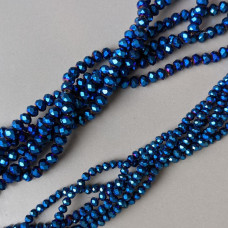 Rondel Crystal Blue Metallic 6mm, 95 ks.