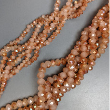 Rondel krištáľový opál béžový a zlatý 4 mm