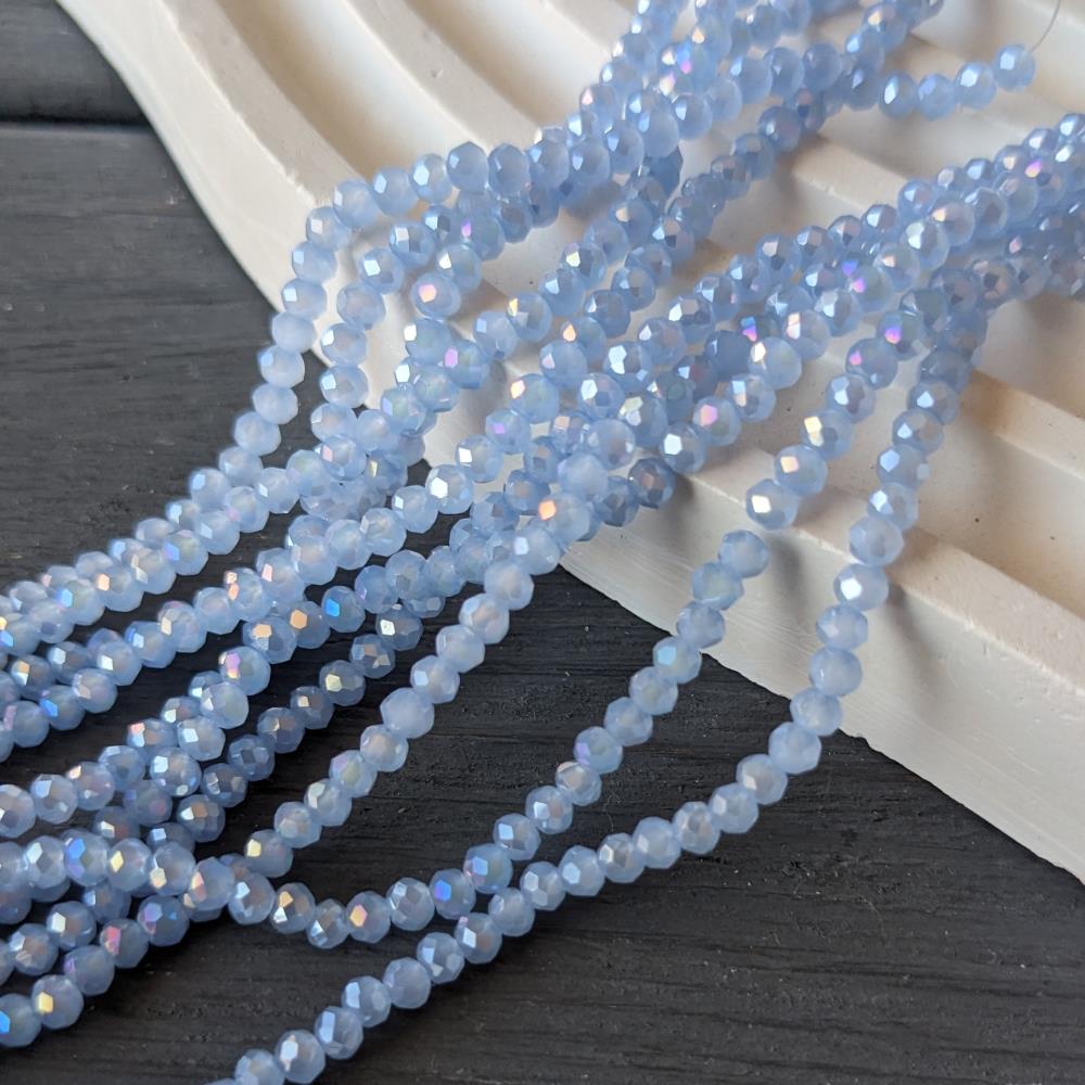 Krištáľový rondel nebesky modrý matný AB 2,5 mm, 160 ks.