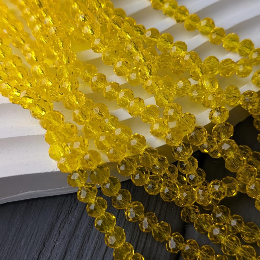 Rondel Crystal, tmavožltý, priehľadný, 6 mm