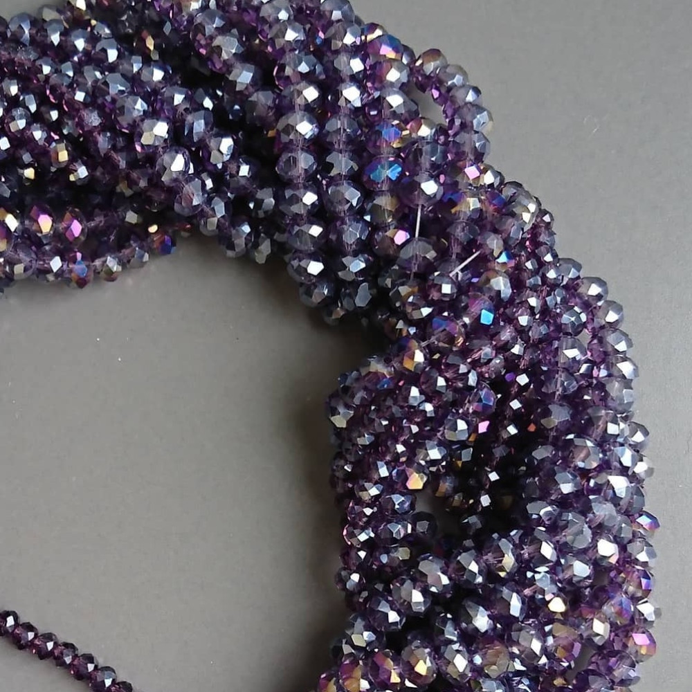 Krištáľový rondel fialový AB 4 mm