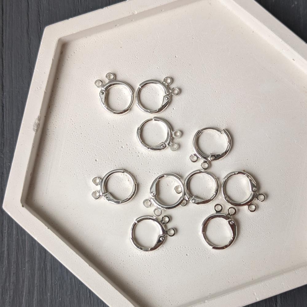 Okrúhle náušnice s 2 očkami, 11,5 mm, luxusná zliatina, strieborná farba