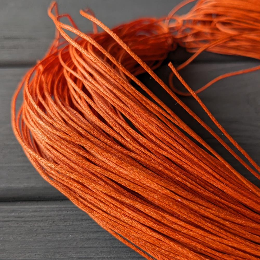 Oranžová voskovaná bavlnená šnúra, 1 mm, meter