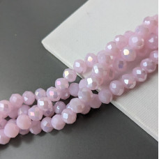 Rondel Crystal, Dark Pink Matte, AB, 8mm