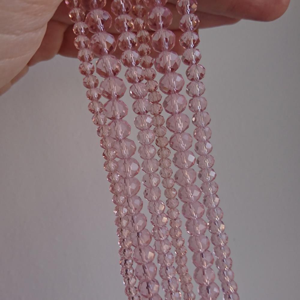 Rondel krištáľová ružová transparentná 8 mm.