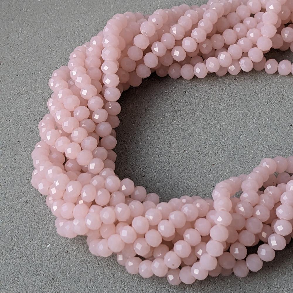 Rondel Crystal, matná prášková ružová, 6 mm