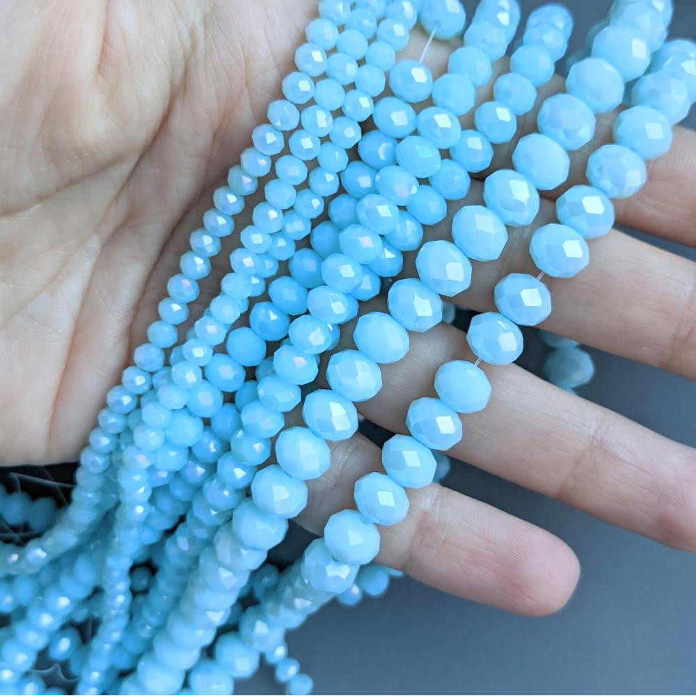 Kryštál Rondel, svetlomodrý, matný, AB, 6 mm