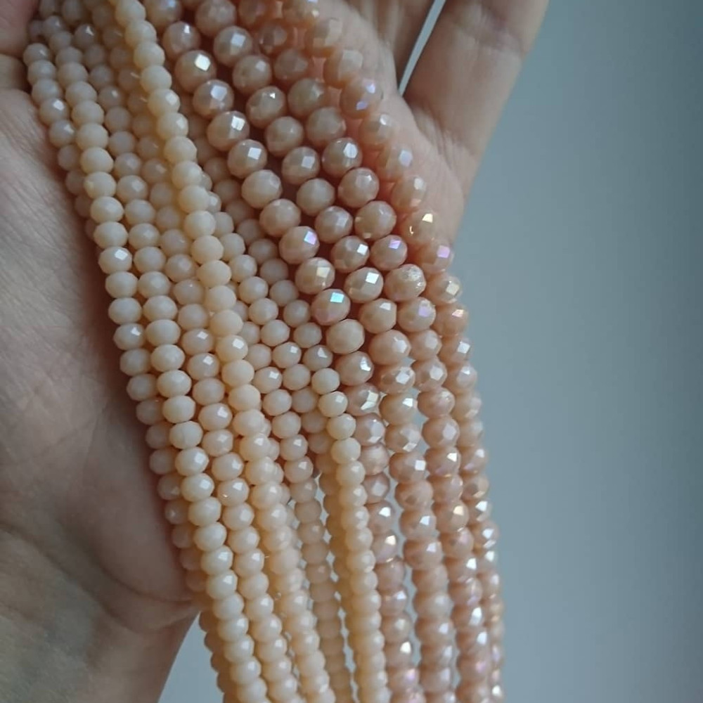 Kryštál Rondel, tmavý krém, 4 mm