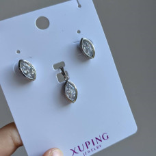 Sada náušníc a príveskov Xuping, 6x12 mm, ródiované