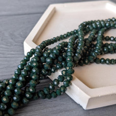 Kryštál Rondel, tmavozelený matný, 6 mm, 95 ks.