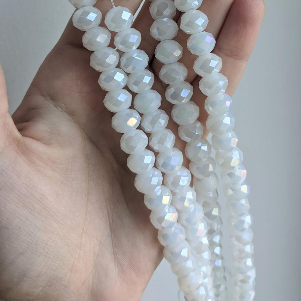 Rondel Crystal White 10mm Translucent AB