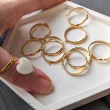 Základňa prsteňa s 3 mm očkom, pozlátená 18K zlatom