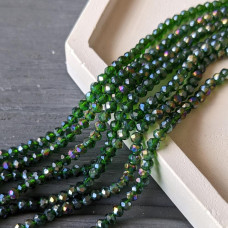 Rondel Crystal, tmavozelený, transparentný, AB, 2,5 mm, 160 guličiek